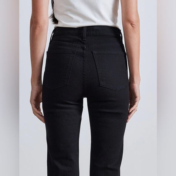 Apiece Apart Ultra High Rise Kick Flare Slim Camilla Jeans Black Stretch Size 29 - Picture 9 of 9